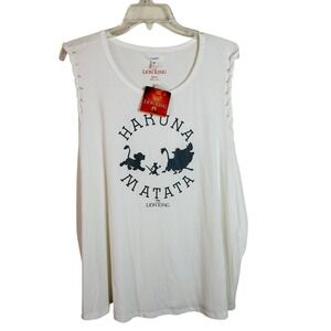 Maurices The Lion King 3X Braided Sleeve‎ Graphic Tank Top White